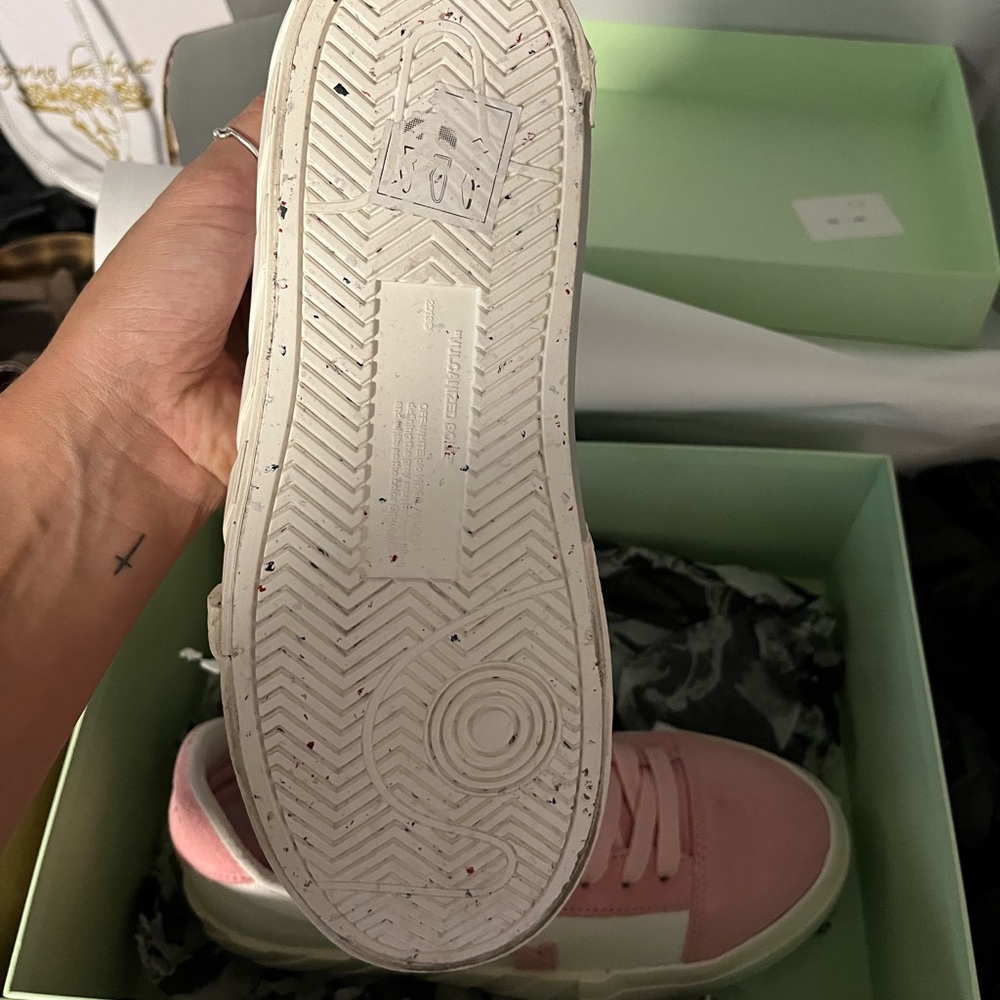 I am selling a pair of brand new off-white suede shoes. Never worn.